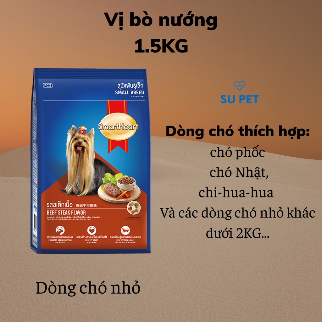 Hạt thức ăn khô cho chó mọi giống loài thương hiệu Smartheart túi 1.5KG