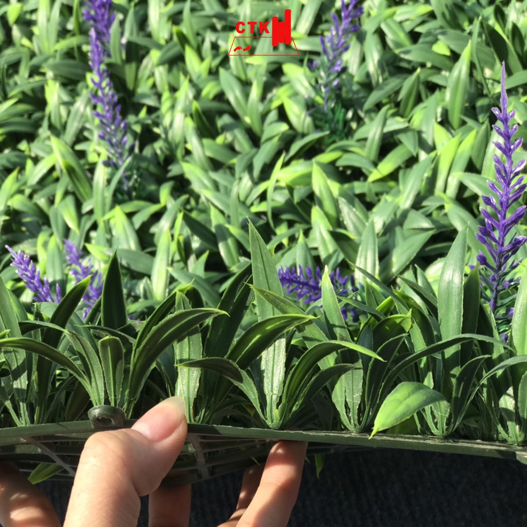 Thảm cỏ treo tường, cỏ nhựa nhân tạo trang trí ban công oải hương lavender (50cm x 50cm)