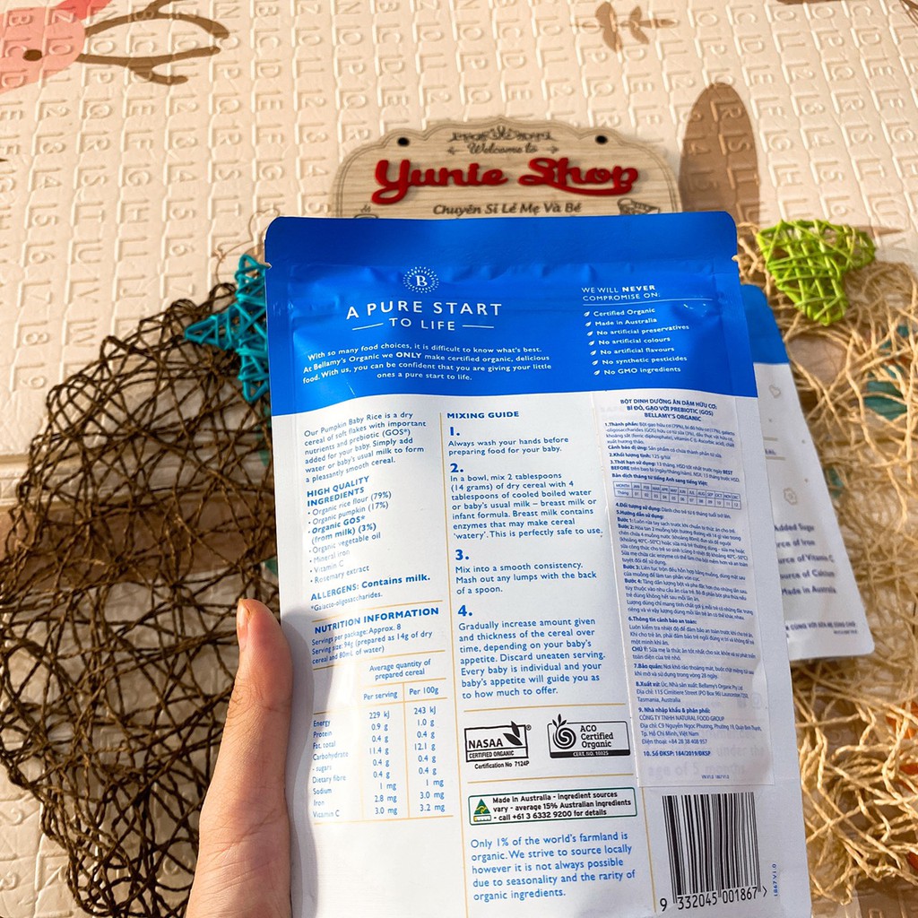 Bột dinh dưỡng ăn dặm hữu cơ Bellamy's organic