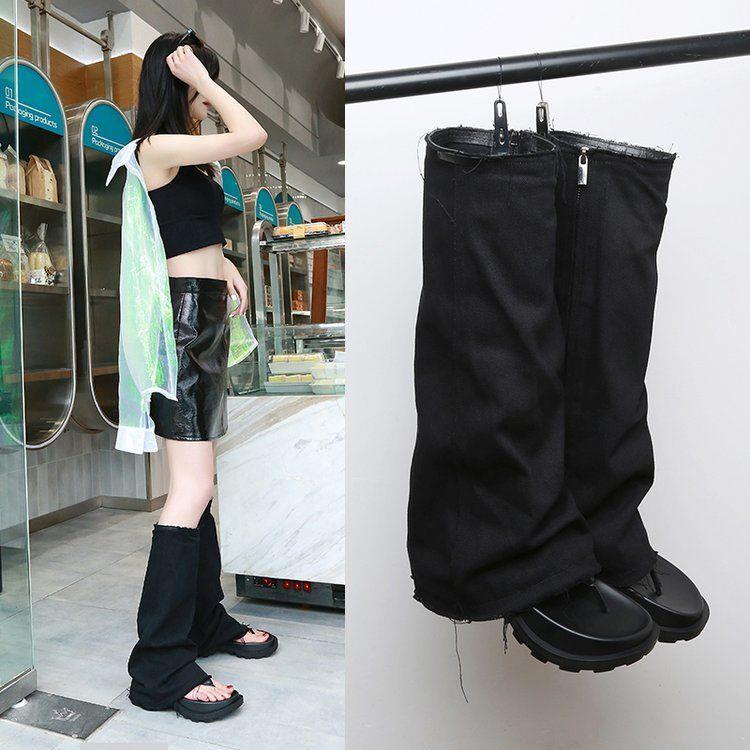 Giày Bốt denim Cổ Cao Đế Dày Thời Trang Mùa Hè Hàng Mới 2022 Cho Bạn Gái