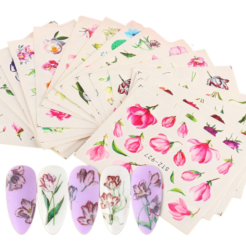 Miếng Dán Trang Trí Móng Tay Họa Tiết Hoa Thời Trang