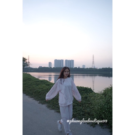 Set bộ  Set quần áo dài tay loang màu dành cho nữ PHULA thu đông oversize form unisex Ulzzang