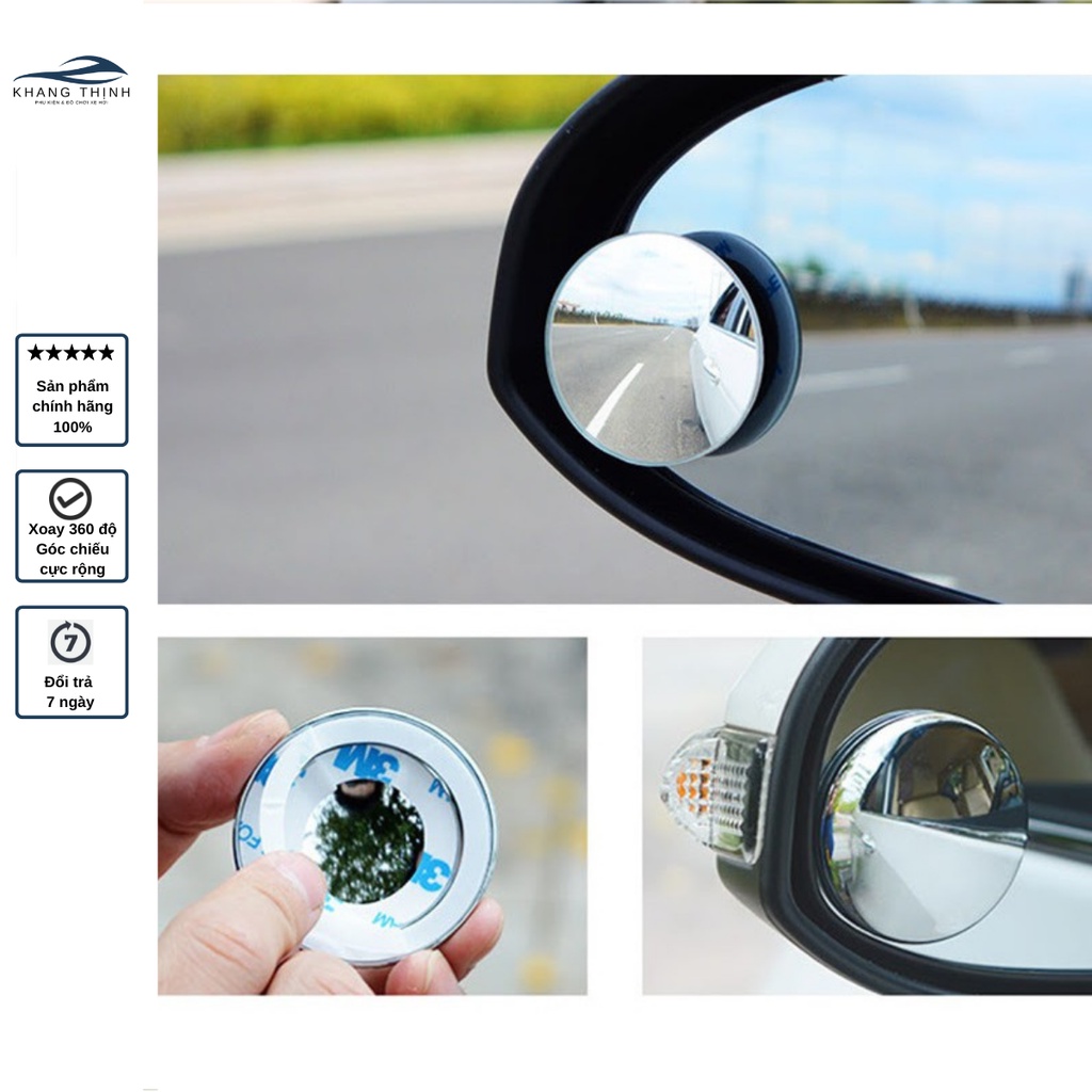 Gương cầu lồi 3M góc rộng xoá điểm mù cho ô tô, xe hơi xoay 360 độ Khang Thịnh