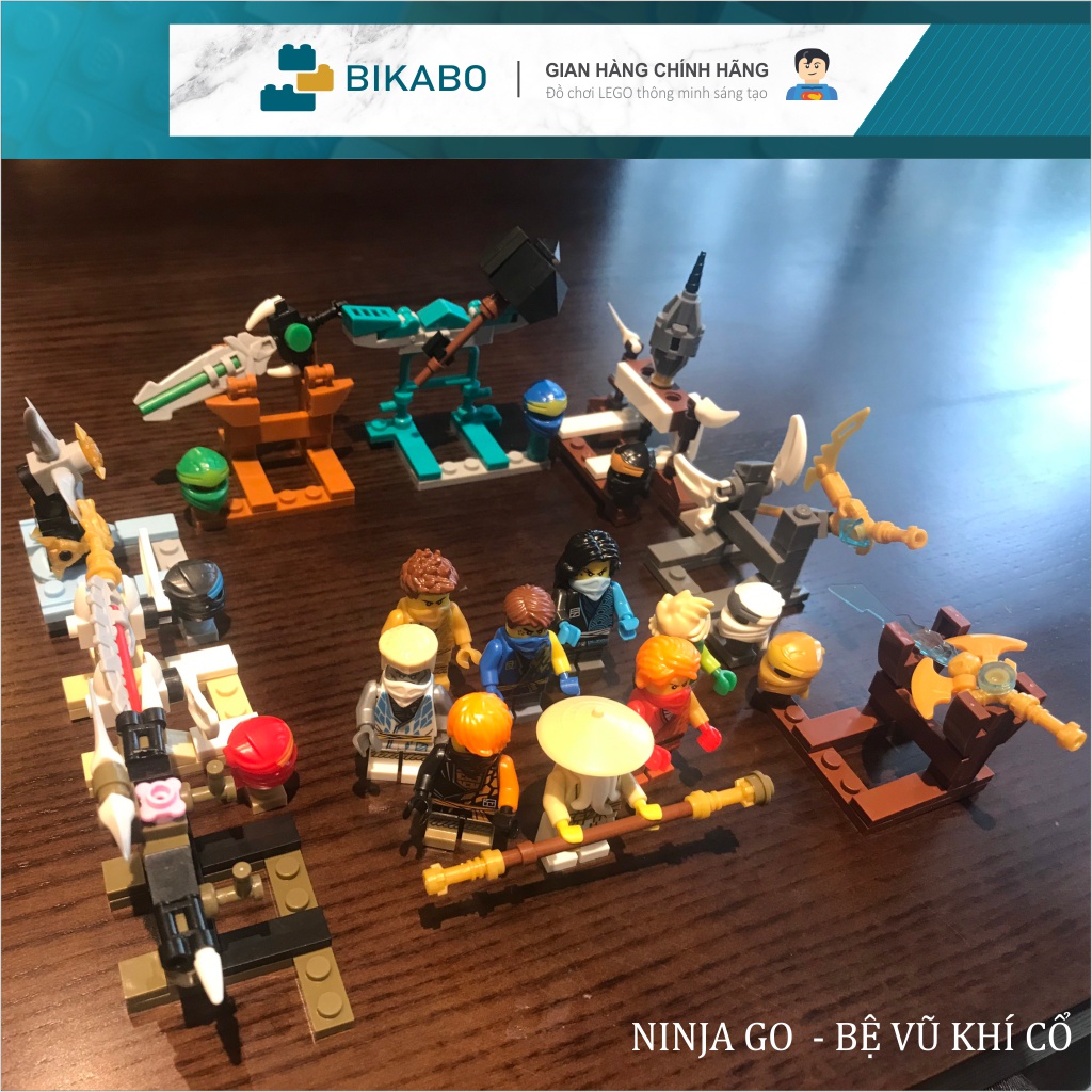 Đồ chơi mô hình nhân vật ninjago, minifigures ninjago bệ vũ khí cổ, lego ninja đồ chơi lắp ráp cho bé, BIKABO