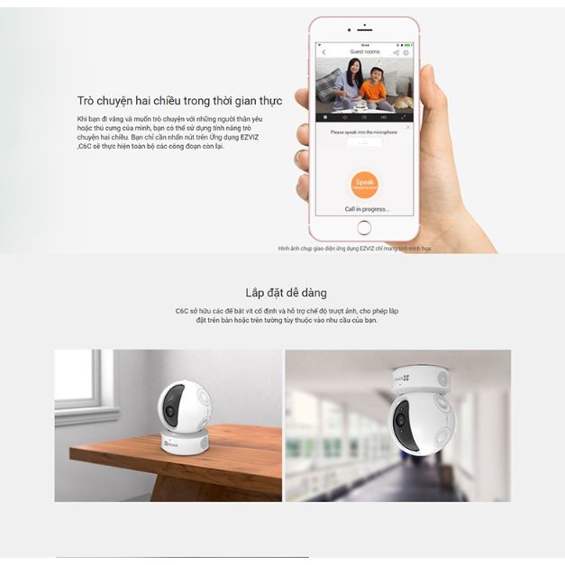 Camera IP Wifi xoay thông minh EZVIZ (C6N 1080p) C6CN (720P) -Hỗ trợ cổng mạng