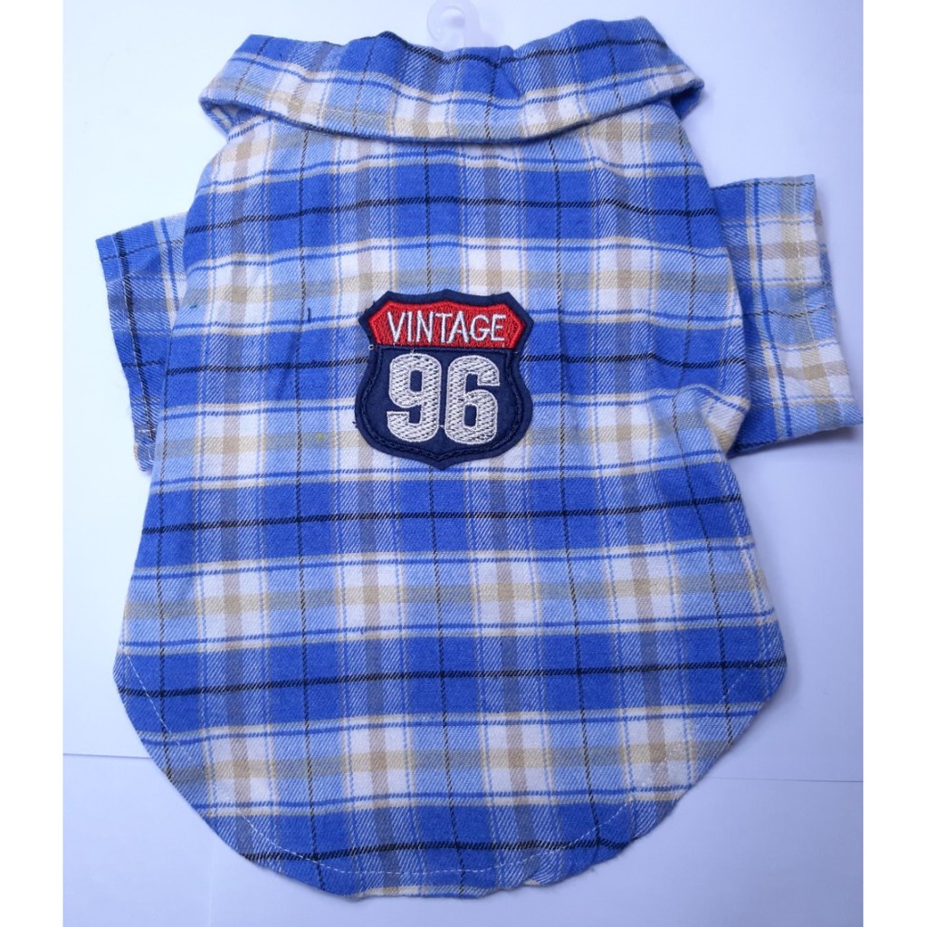 ÁO SƠ MI CHO THÚ CƯNG CHÓ MÈO In caro Thêu số 96 Chất liệu cotton mềm mại thoáng mát - Pet shop Uytinpro
