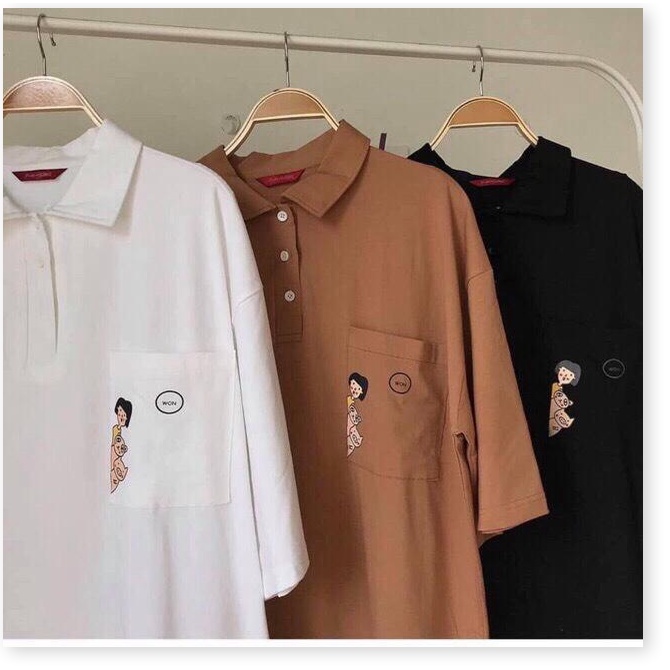 áo thun unisex cổ bẻ, form rộng, tay lỡ - hàng bao giặt máy NGỌC HÂN FASHION