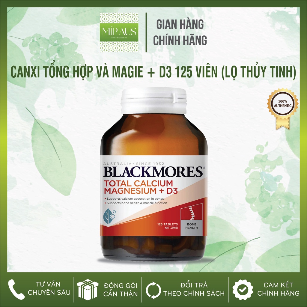 Viên bổ sung Canxi tổng hợp và Magie + D3 - Blackmores Total Calcium & Magnesium + D3 - 125 Viên
