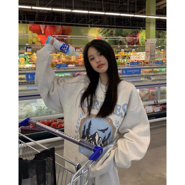 Set Bộ Nỉ Dài Thu Đông nam nữ 💓 Bộ thể thao dài tay màu xám Foruyes Star có chất nỉ bông loại đẹp | BigBuy360 - bigbuy360.vn