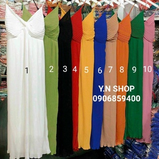 Đầm suông 2 dây dập ly xoắn ngực ulzzang váy 2s maxi sang trọng