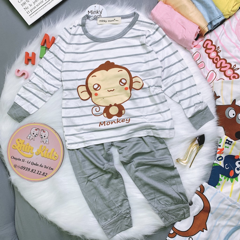 Set Đồ Bộ Dài Thun Lạnh Minky Mom Dành Cho Bé Trai - Bé Gái (7-18kg) Shop Shin Kids