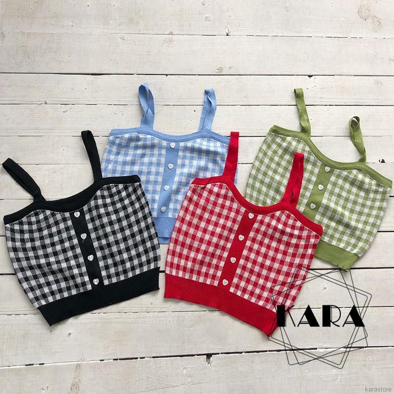  Áo Croptop Dệt Kim Hoạ Tiết Kẻ Ô Phong Cách Cổ Điển | BigBuy360 - bigbuy360.vn