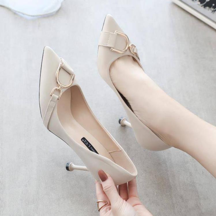 Giày Cao Gót 5cm Chất Liệu Da Mềm Phong Cách Hàn Quốc Thời Trang Xuân Thu Cho Nữ >