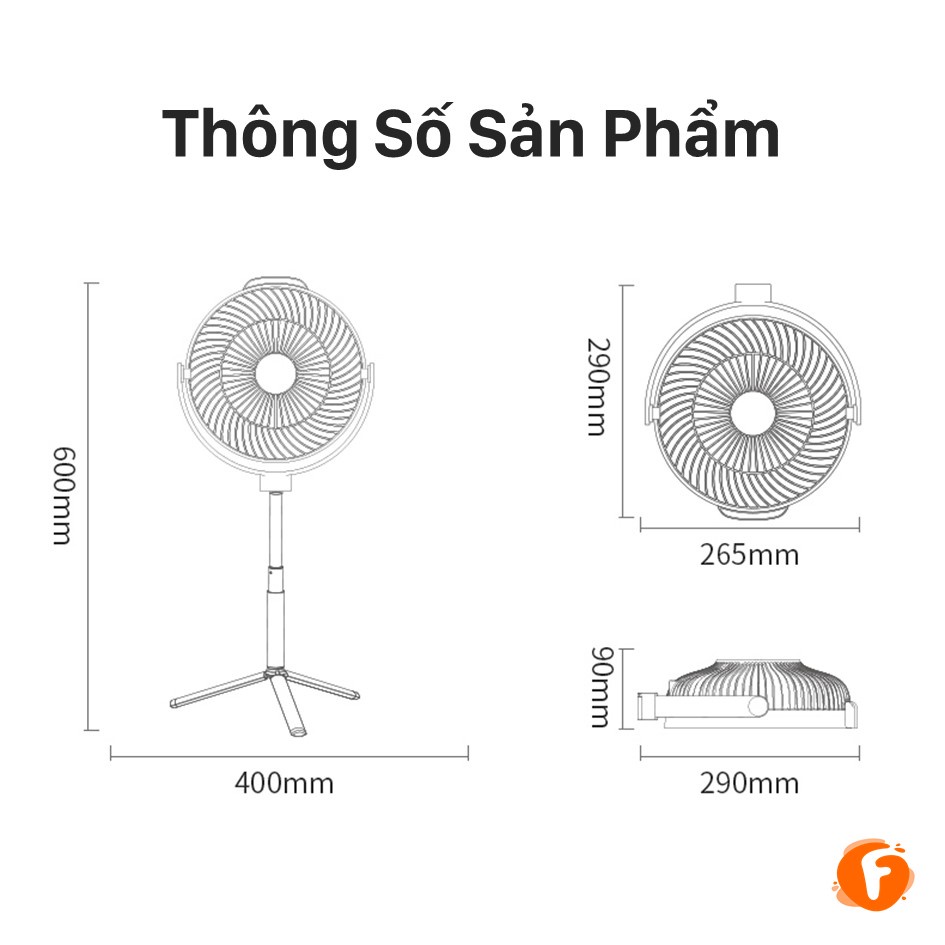 Xiaomi Edon Quạt Trần 8000mah Có Thể Sạc Lại Dùng Khi Đi Cắm Trại E708