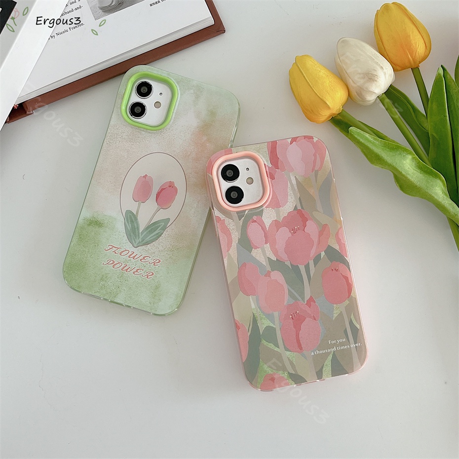Ốp Điện Thoại Hình Hoa Tulip Hồng Cho iPhone 13 12 11 Pro Max 8 7 Plus X XS Xr XS Max SE2020