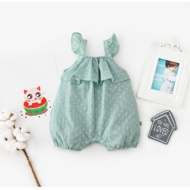 Bộ body jumpsuit mùa hè họa tiết hoa cúc cho bé gái