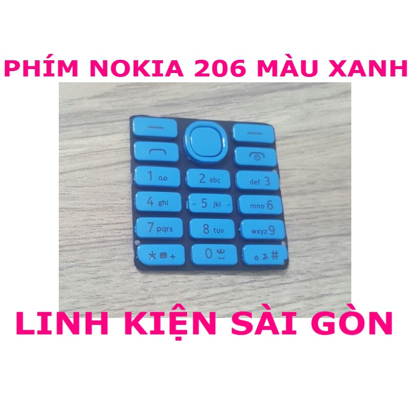 PHÍM NOKIA 206 MÀU XANH