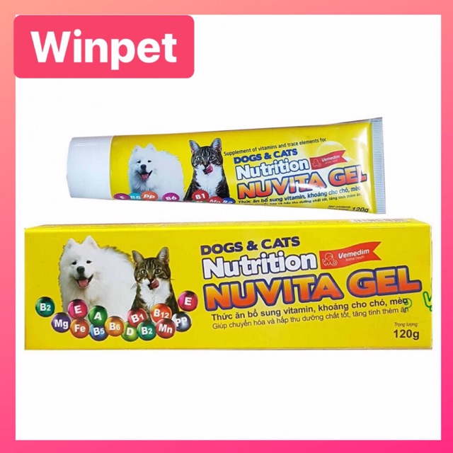 Thức ăn bổ sung vitamin, khoáng cho chó, mèo - Nuvita Gel 120g