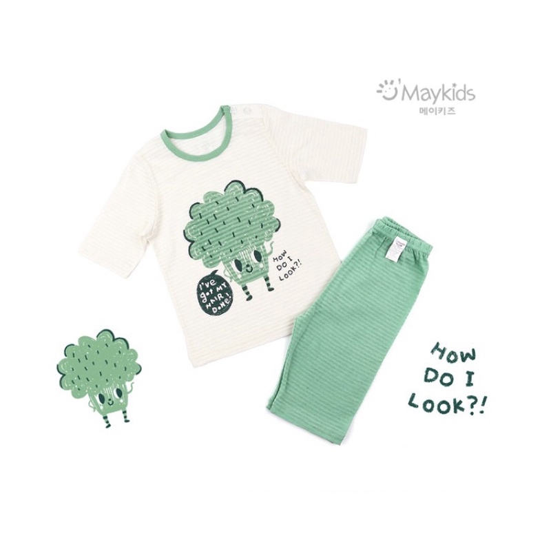 Bộ quần áo trẻ em súp lơ xanh Maykids Korea