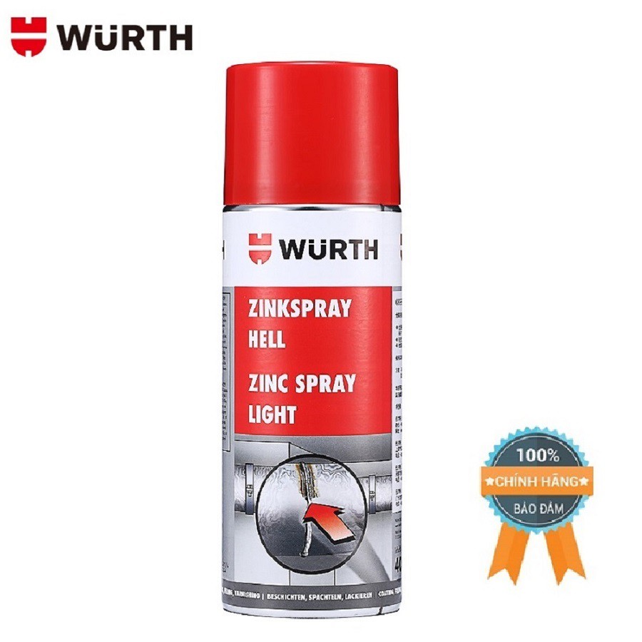 Sơn Mạ Kẽm Chống Rỉ Chịu Nhiệt Wurth Zinc Spray 0893113114. Là dạng sơn lót chống rỉ chịu nhiệt độ cao tới 240°C.