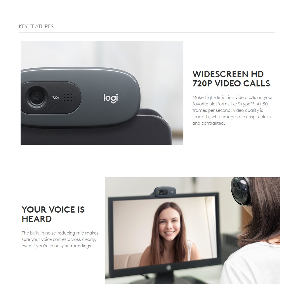 Webcam Logitech C270 Hd 720p Cổng Usb 2.0 Chống Ồn Cho Pc Laptop | BigBuy360 - bigbuy360.vn