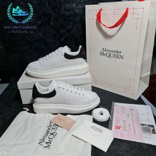 Giày mc queen nam nữ mcqueen tăng chiều cao alexander mcqueen trắng gót đen nhung cao cấp