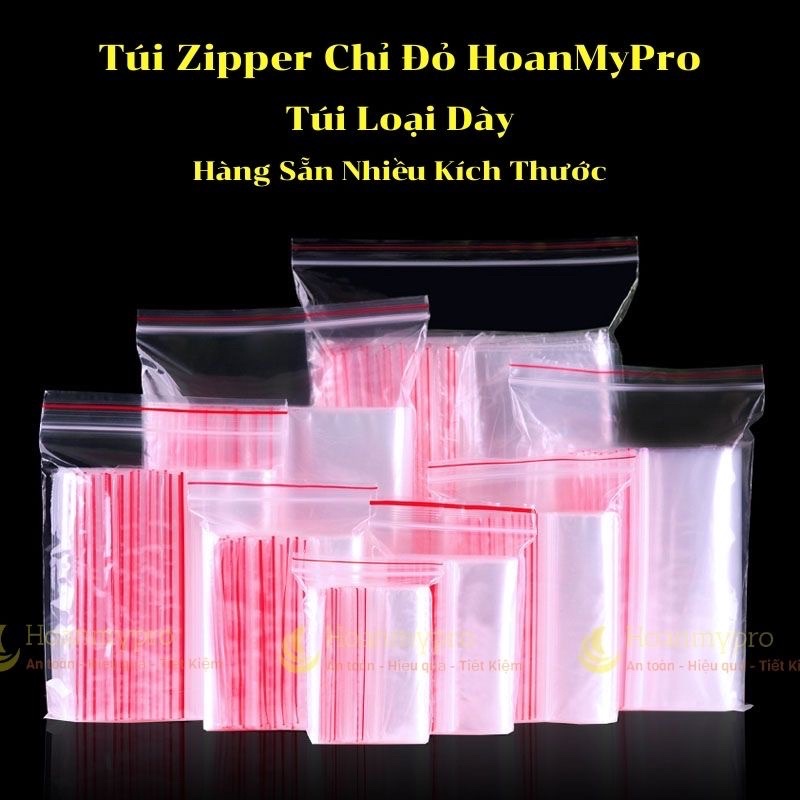 100gr Túi Zip Chỉ Đỏ Loại Dày và Dai Đựng Thực Phẩm Phụ Kiện