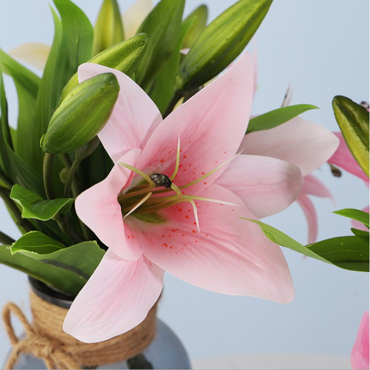 Hoa Lily Giả 3 Bông Trang Trí Tiệc Cưới
