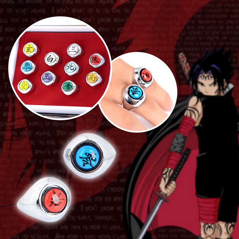 Nhẫn HọA TiếT HoạT HìNh Naruto Akatsuki Uchiha Sasuke Itachi Sharingan