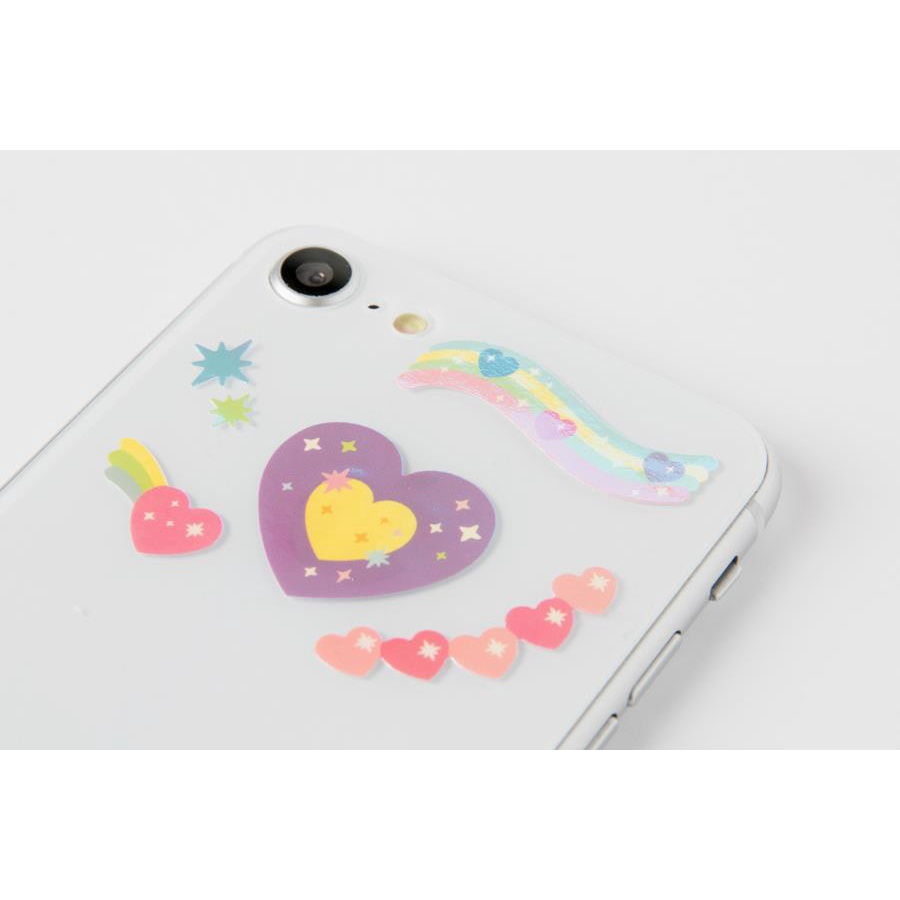 Set 2 Tấm Sticker ARTBOX Hàn Quốc Hình Trái Tim Phủ Màu Cực Quang Sáng Tạo