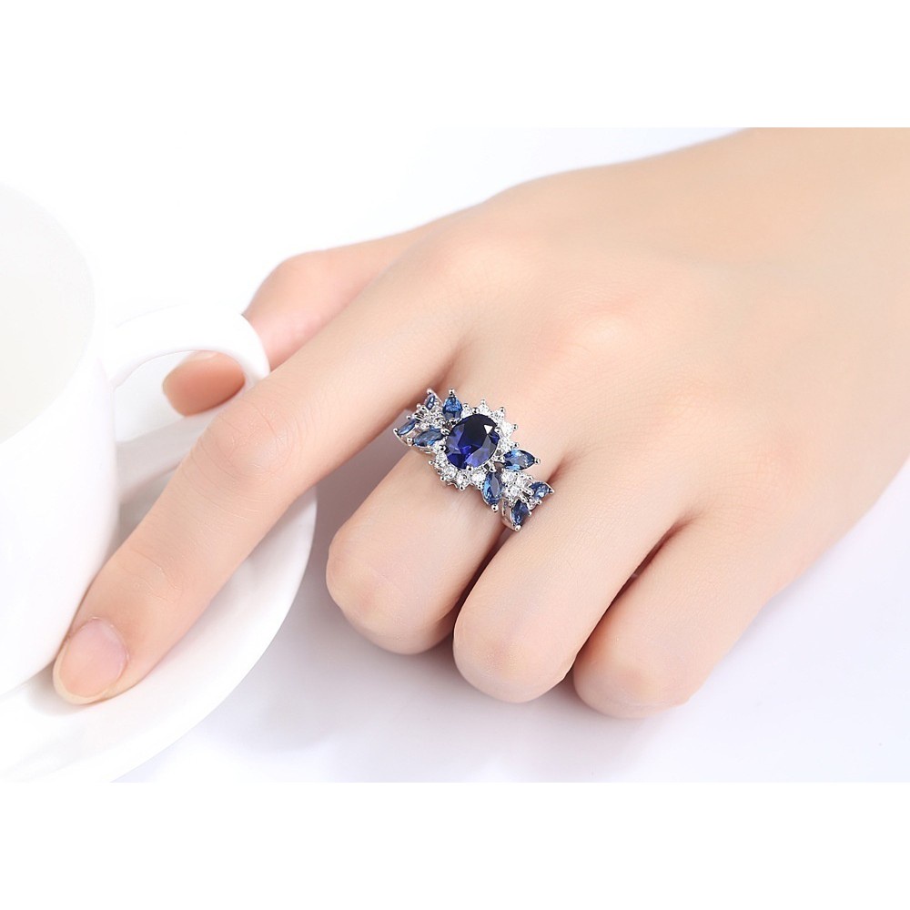 Nhẫn Bạc 925 Đính Đá sapphire size 5-11