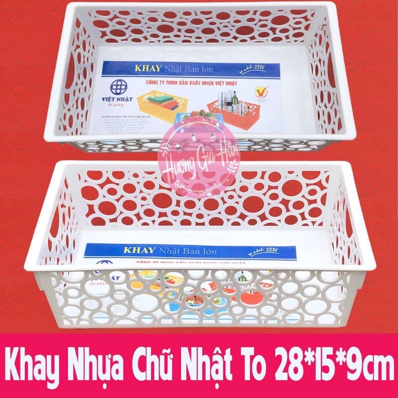 Khay nhựa chữ nhật, Rổ nhựa đựng đồ Việt Nhật Màu Trắng.
