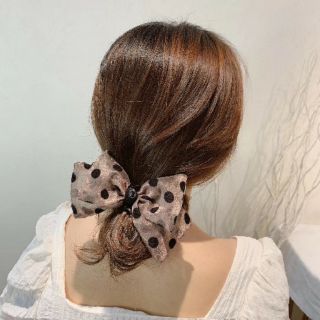KẸP TÓC VẢI VON CHO BẠN GÁI CHẤM BI ĐEN PHONG CÁCH TIỂU THƯ