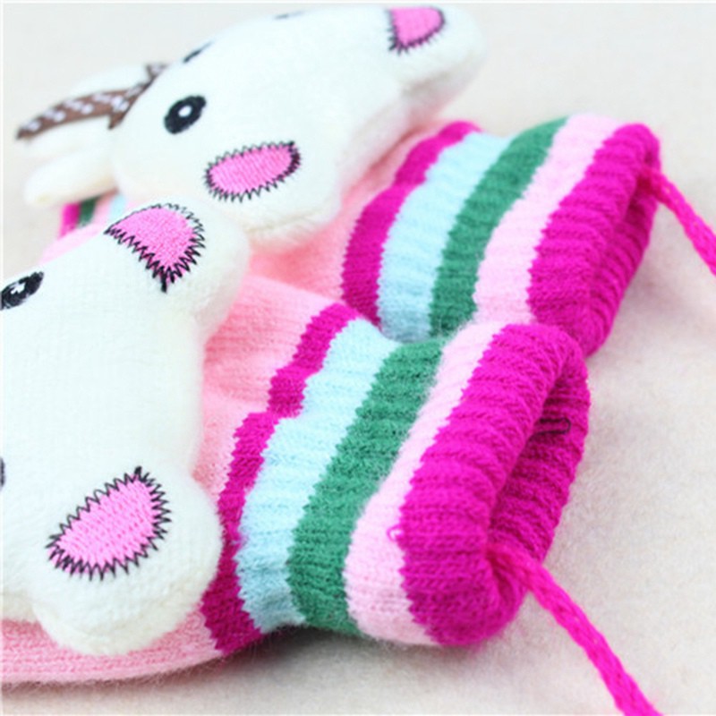 Găng tay len giữ ấm co giãn cho bé trai/gái 1-3 tuổi