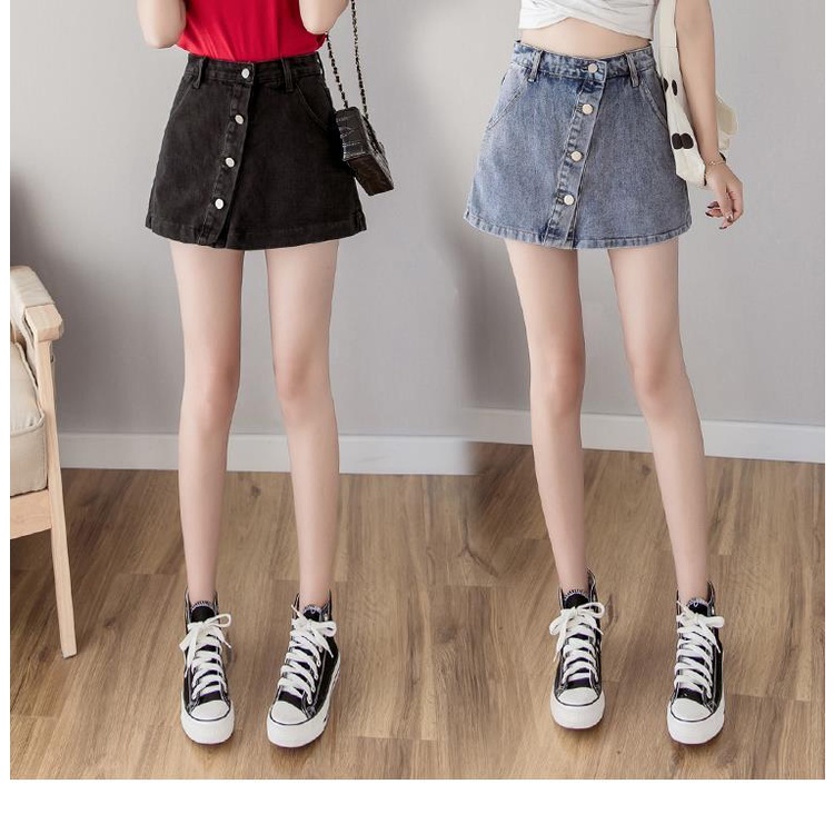 Chân Váy Denim Lưng Cao Dáng Rộng Chống Chói Dễ Phối Đồ Thời Trang Mùa Hè Cho Nữ
