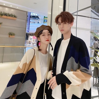 Áo len Cardigan Unisex kẻ sóng
