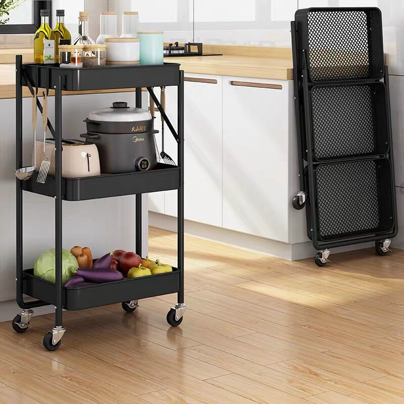 KỆ ĐỂ ĐỒ GẤP GỌN THÔNG MINH 3 TẦNG CÓ BÁNH XE