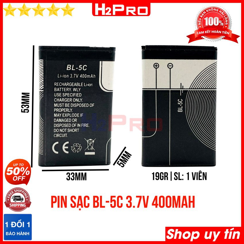 Pin Sạc BL-5C 3.7V 400Mah Cao Cấp, Chuẩn Dung Lượng, An Toàn Khi Sử Dụng (1 Viên), Pin Sạc BL-5C Chính Hãng-H2Pro Tech