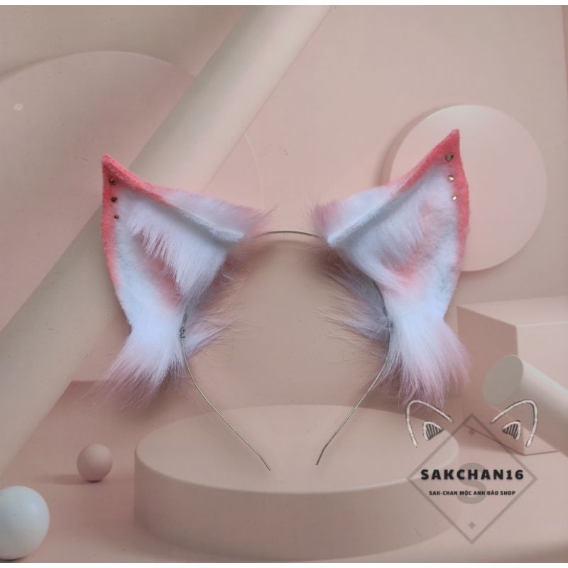 [Nhiều màu] Cài tóc hoá trang hình tai mèo và cáo màu ombre có đính đá | BigBuy360 - bigbuy360.vn