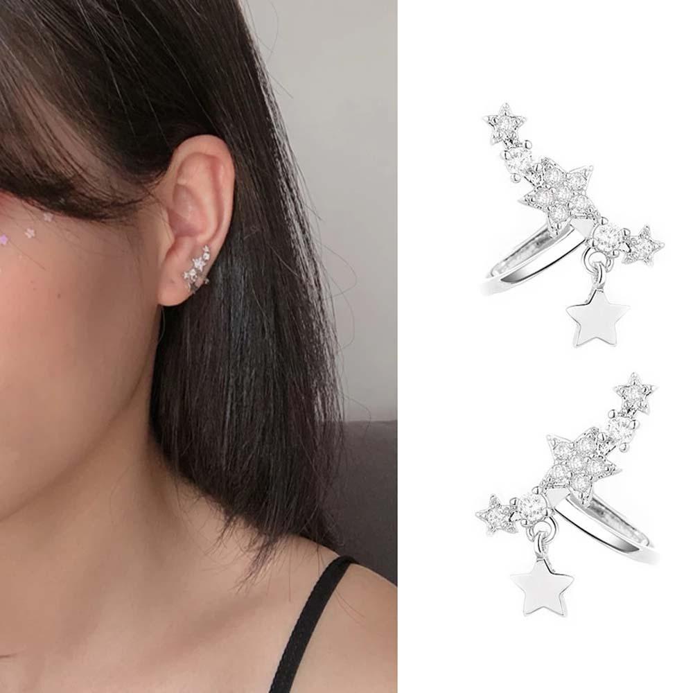 Bông Tai Dạng Kẹp Phối Tua Rua Hình Ngôi Sao Phong Cách Hàn Quốc Cho Nữ