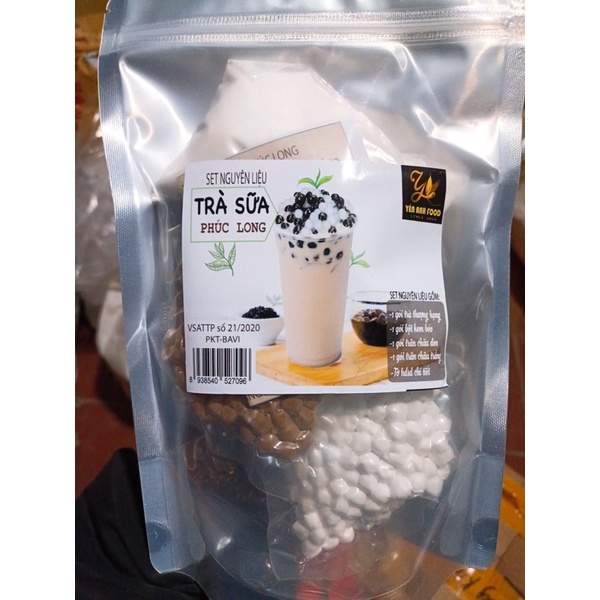 Set nguyên liệu trà sữa phúc long, thái xanh, trà sữa socola Chocolate, trà sữa trân châu dâu tây thành phẩm 13-15 chén