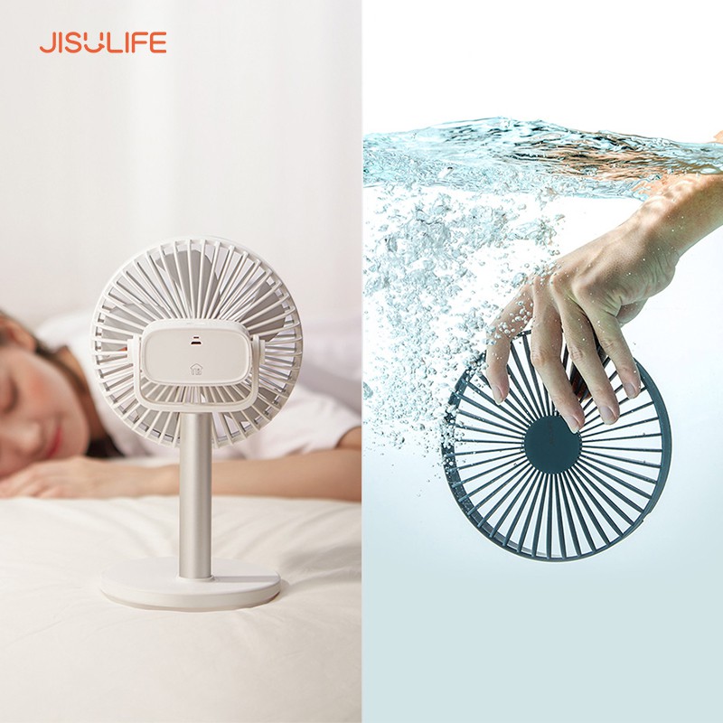 Quạt mini để bàn  tích điện Jisulife F7B, xoay 360 độ, 4 cấp gió, hoạt động 10 giờ liên tục | BigBuy360 - bigbuy360.vn