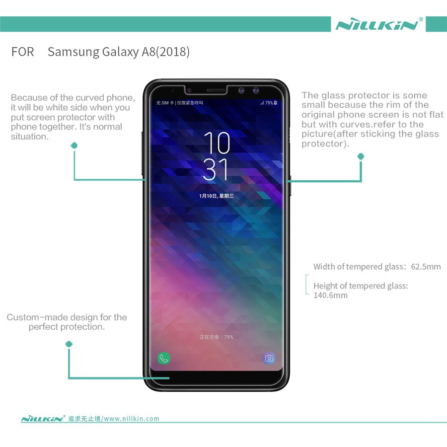 Kính cường lực Nillkin Samsung Galaxy A8 2018 Amazing 9H Trong suốt ( Chính hãng )