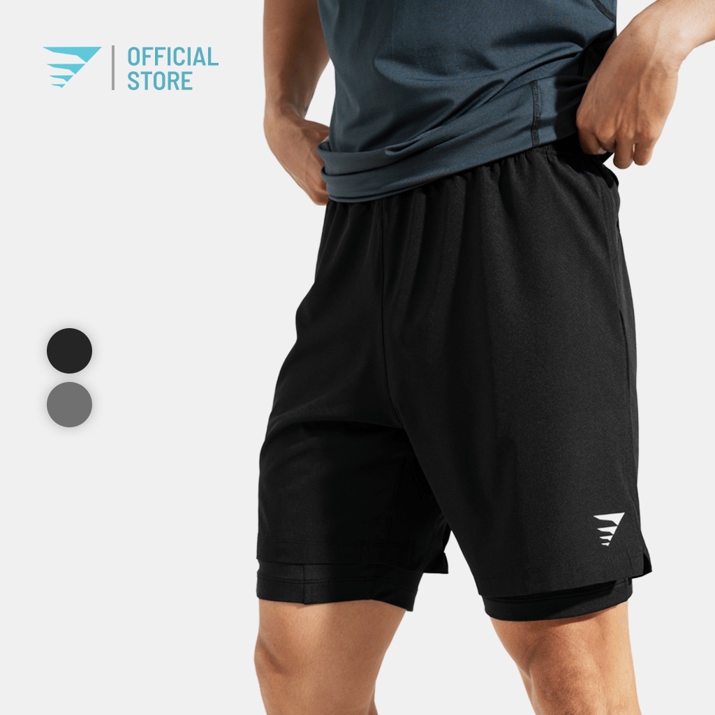 Short đùi nam thể thao tập gym IICOMBAT 2 lớp có lớp lót legging
