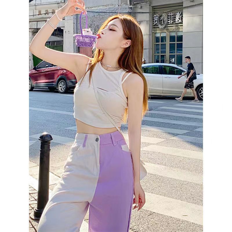 Quần Jean Nữ Màu Tím Phong Cách Hip Hop Đường Phố Mới