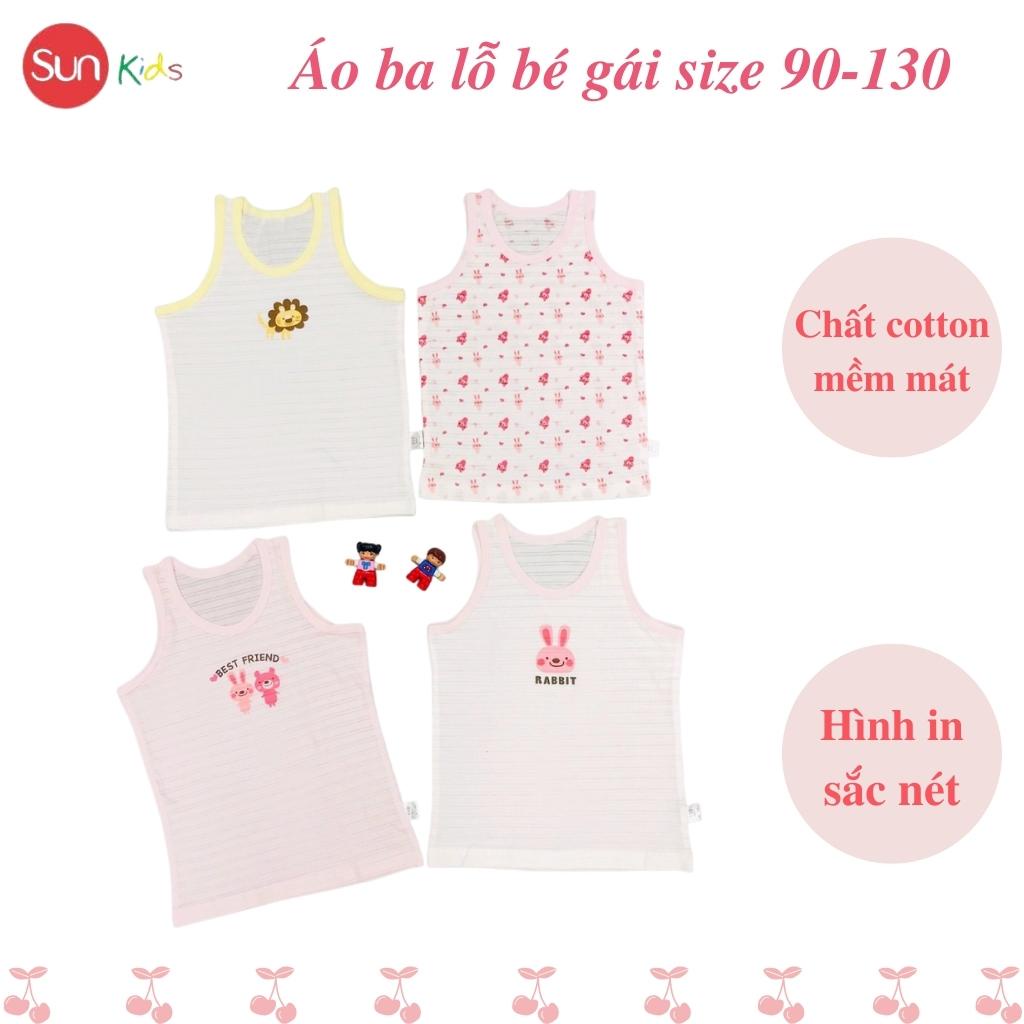 Áo thun bé gái, áo phông bé gái dáng ba lỗ, chất cotton, nhiều màu, size 90 - 130 - SUNKIDS