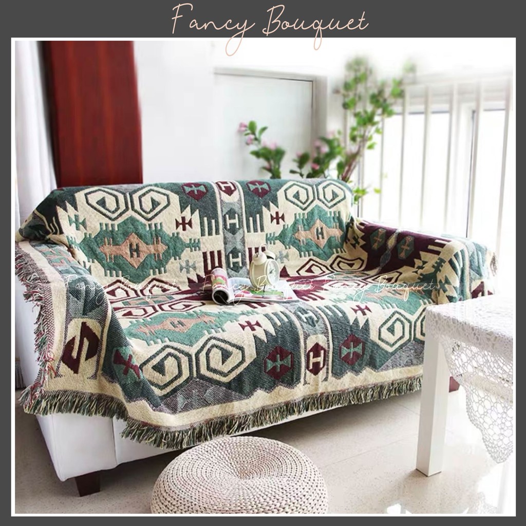 Khăn phủ sofa ❤️FREESHIP❤️ thảm trải sàn . Vải dệt hai mặt 2 màu Decor Vintage