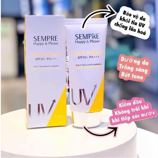 Kem chống nắng 3 trong 1 Geo Sempre Happy & Please Cover-up Sunblock 3 in 1 SPF50+ PA+++ 100g