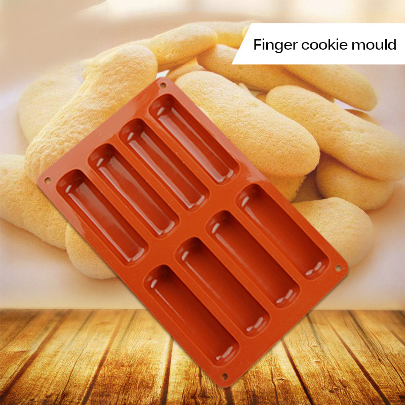 Khuôn Nướng Bánh Chất Liệu Silicon Thiết Kế 8/10 Ngăn Chuyên Dụng Để Làm Bánh Hình Ngón Tay / Bánh Puff/ Đá DIY