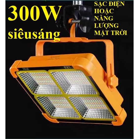 Đèn Năng Lượng Mặt Trời 300w 30W 100 LED SIÊU SÁNG PIN TÁCH RỜI- Sử Dụng 100% điện Năng Lượng Mặt Trời